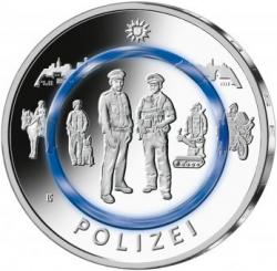 5 x 10 Euro BRD st 2024 Polizei mit Polymerring Komplettsatz A D F G J