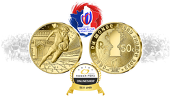 50 Euro Rugby Emblem Gold PP 2022 Frankreich 50 Euro Rugby Emblem Gold PP 2022 Frankreich