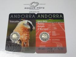2 x 2 Euro Bartgeier und Spiele Coincard 2025 Andorra 2 x 2 Euro Bartgeier und Spiele Coincard 2025 Andorra