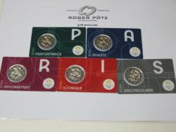 5 x 2 Euro Frankreich 2024 Olympiade Paris Ringen st