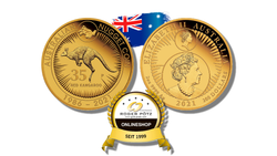 200 AUD Känguru Nugett 2021 Gold 2 Unzen 35. Jubiläum 200 AUD Känguru Nugett 2021 Gold 2 Unzen 35. Jubiläum